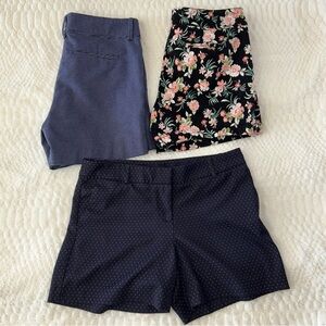 3 Pair Shorts Size 6 Blue Polka Dot Floral Black Pink Willi Smith The Limited